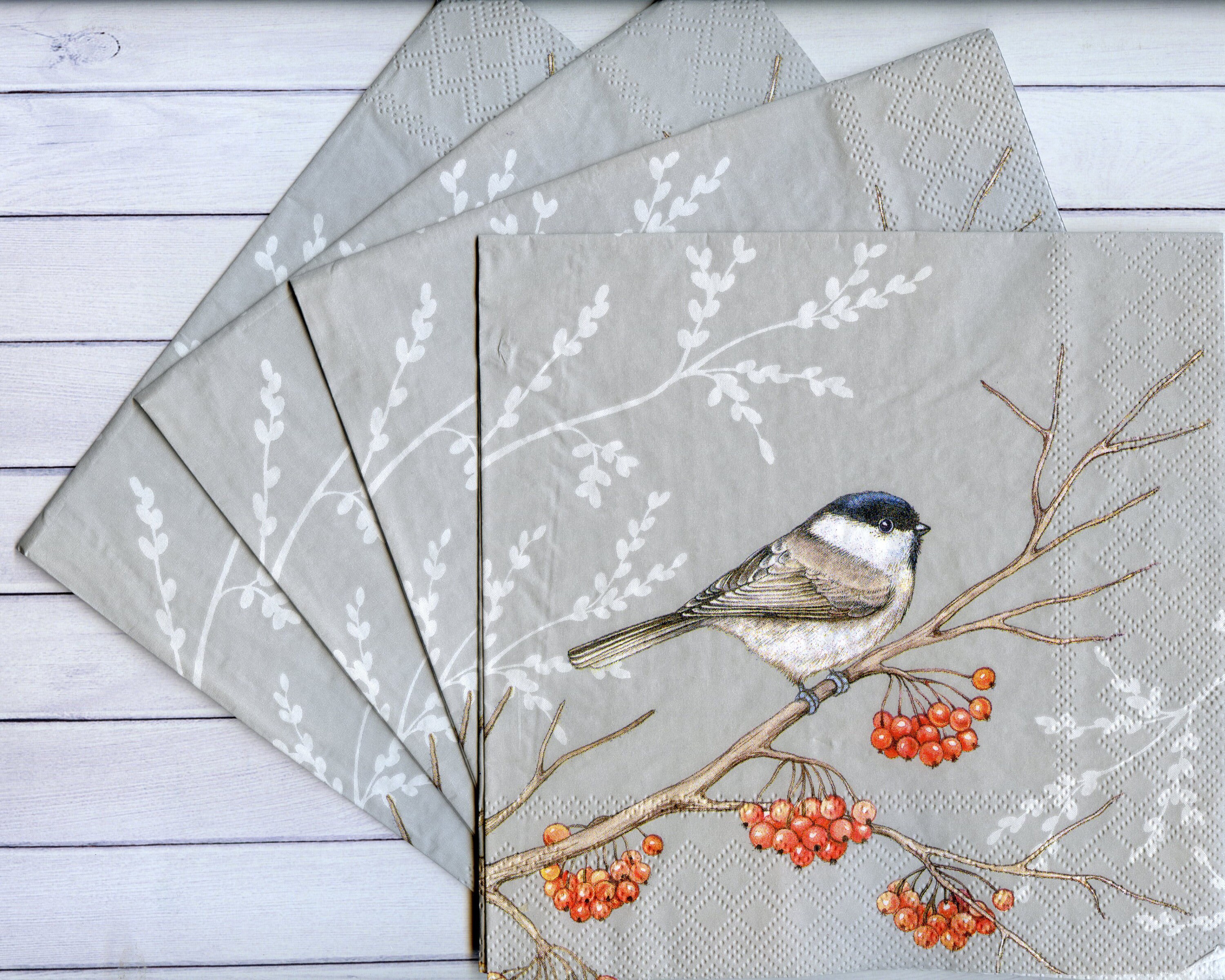 4 bird decoupage napkins Winter birds paper napkins for Etsy