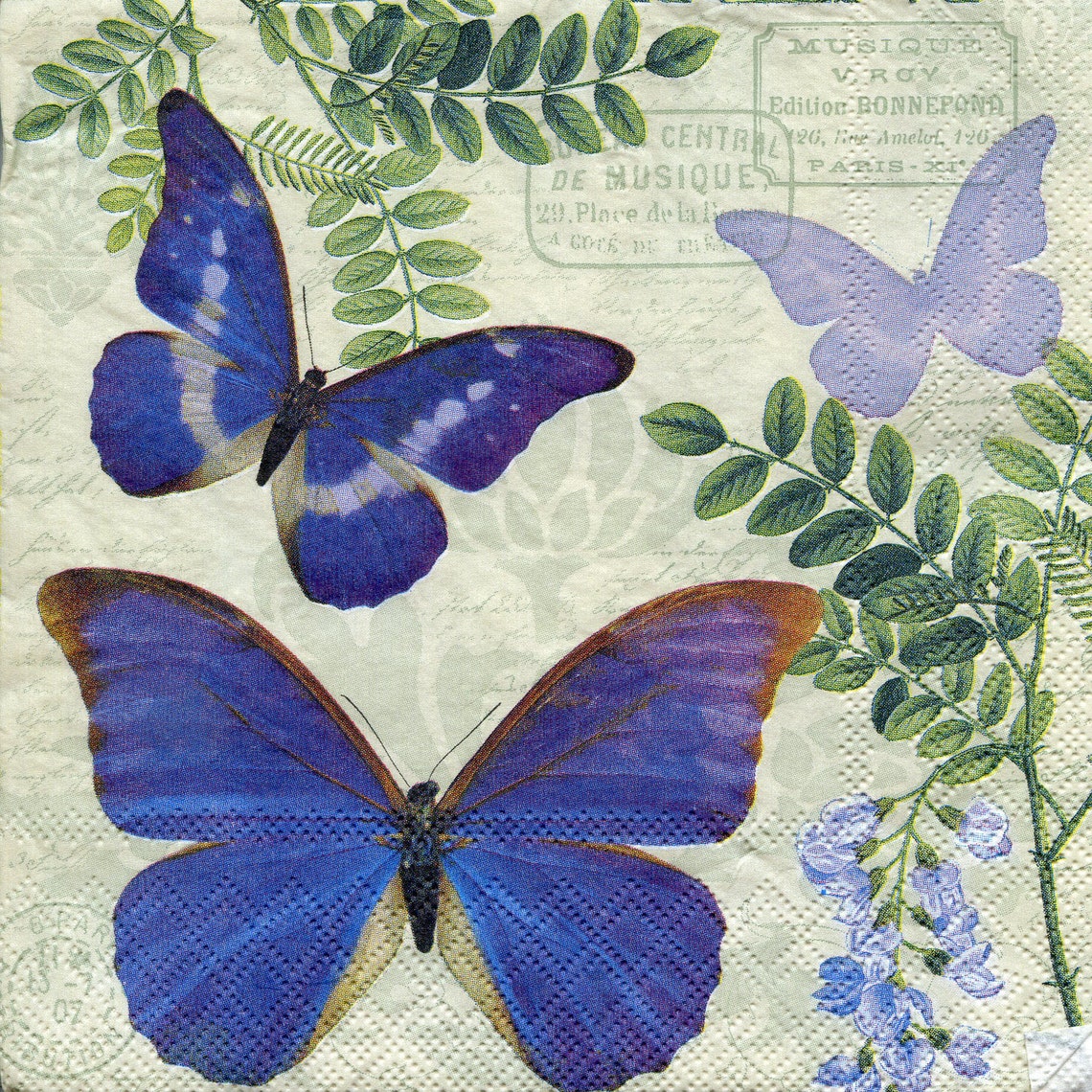 4 butterfly decoupage napkins Blue butterfly Serviettes Etsy