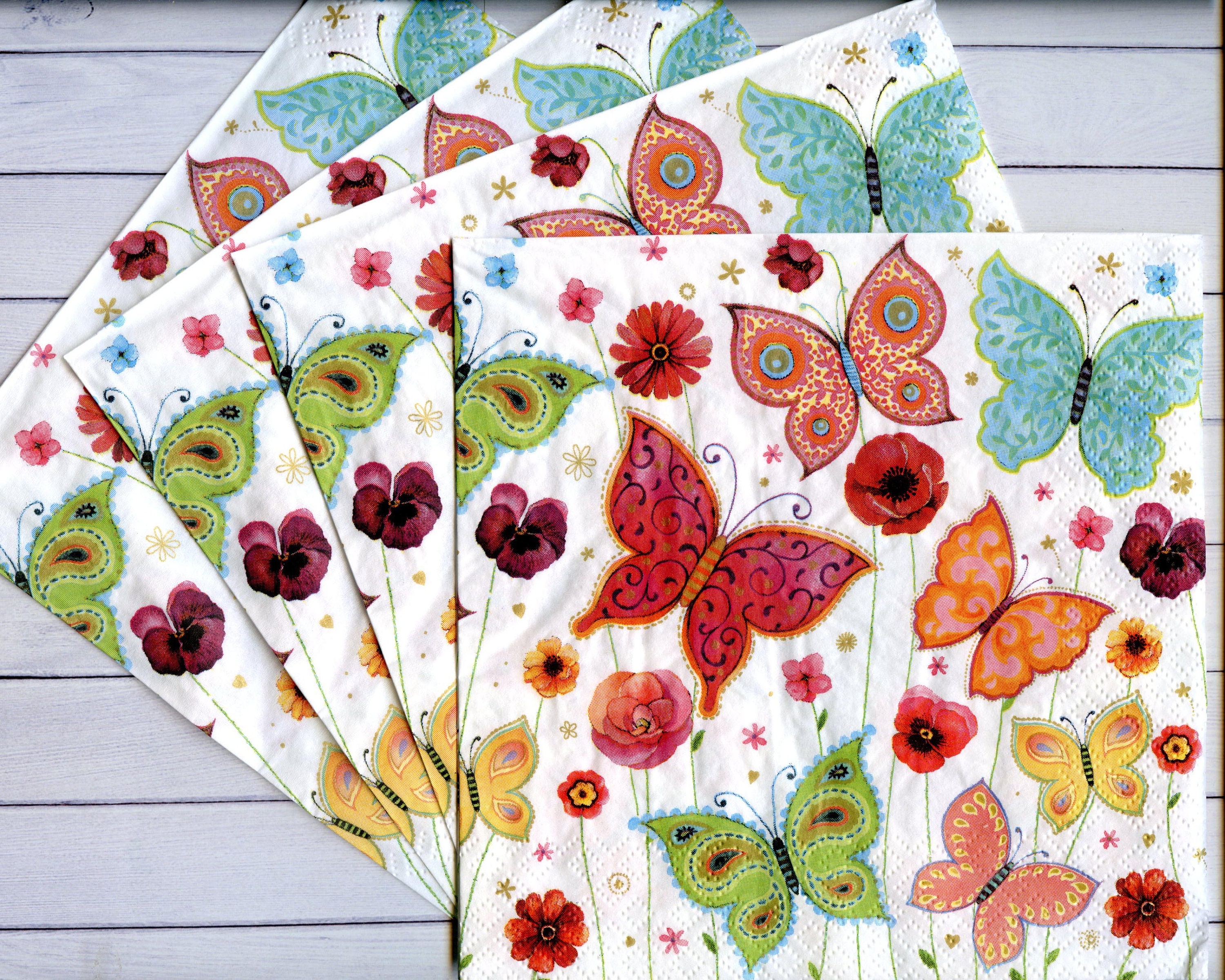 4 bright butterfly decoupage napkins Colorful butterflies on Etsy