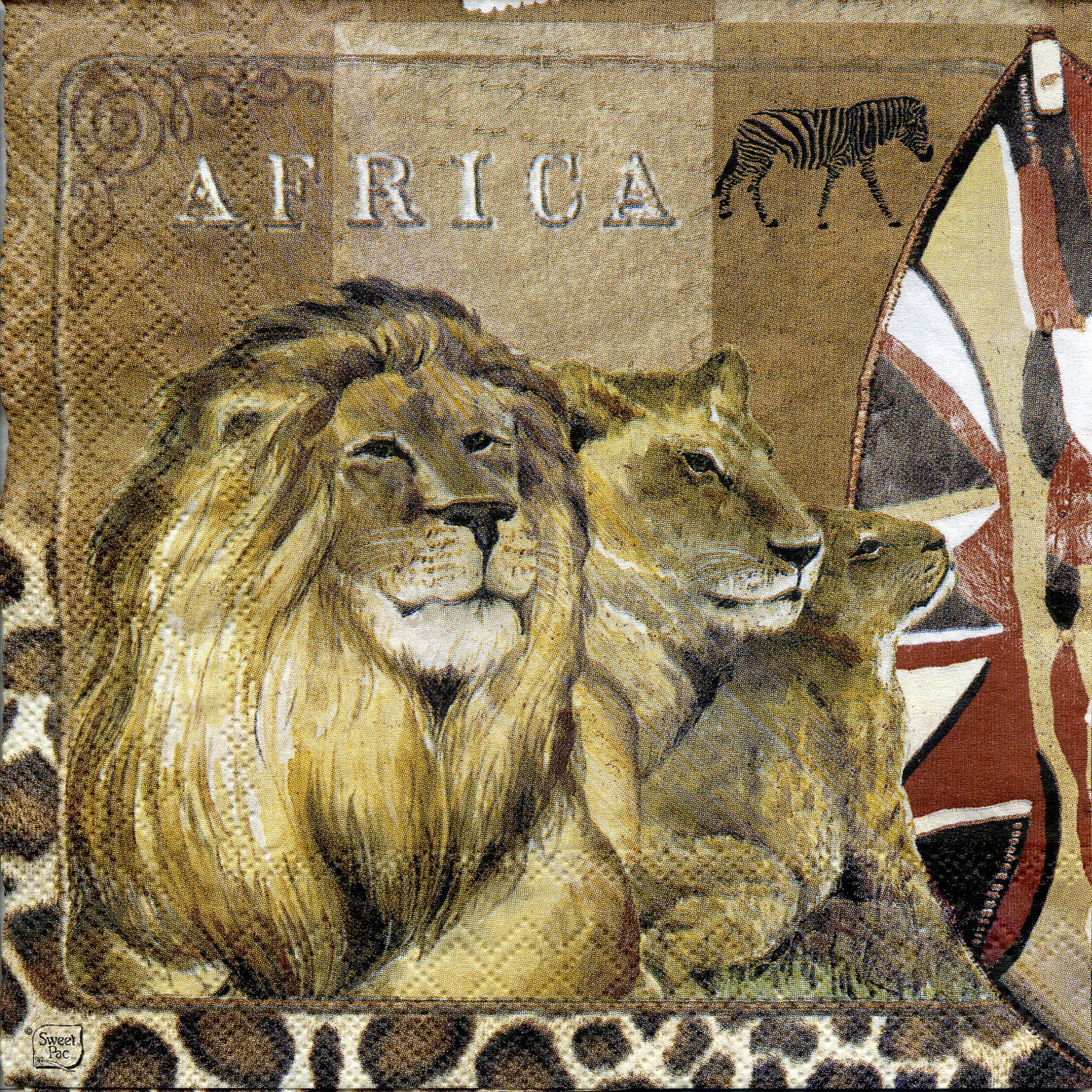 4 African decoupage napkins with lions Wild animal paper Etsy