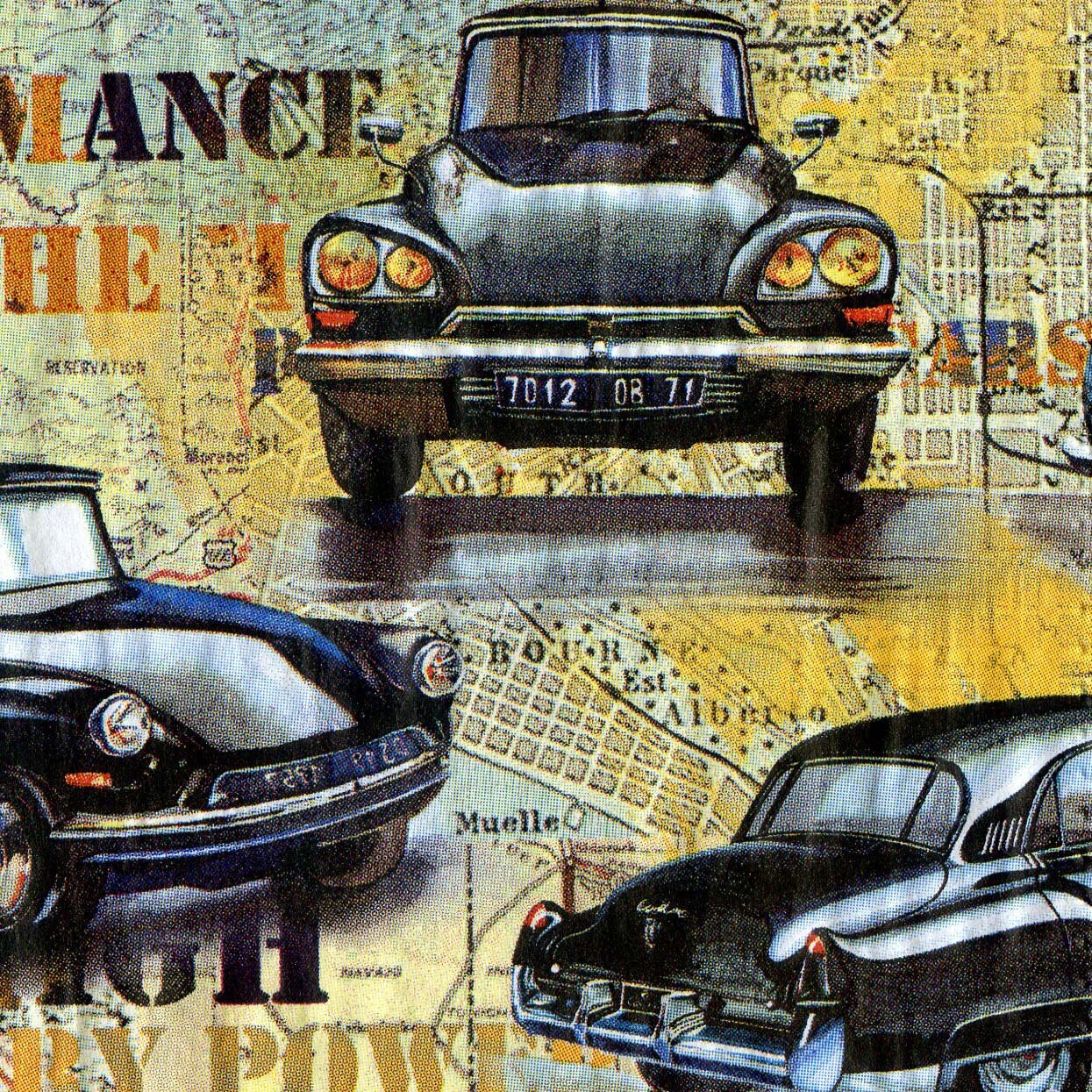 4 vintage car decoupage napkins Classic car paper napkin for Etsy