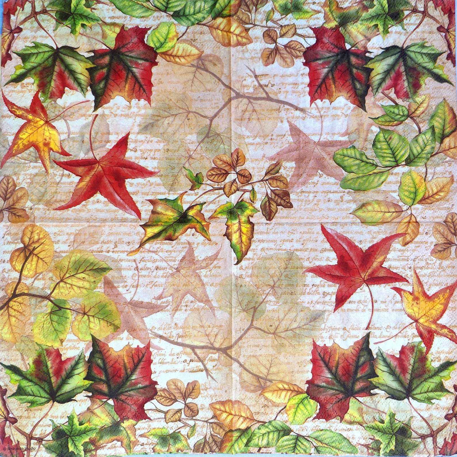 Set 4 fall decoupage napkins Autumn serviettes decoupage Fall Etsy