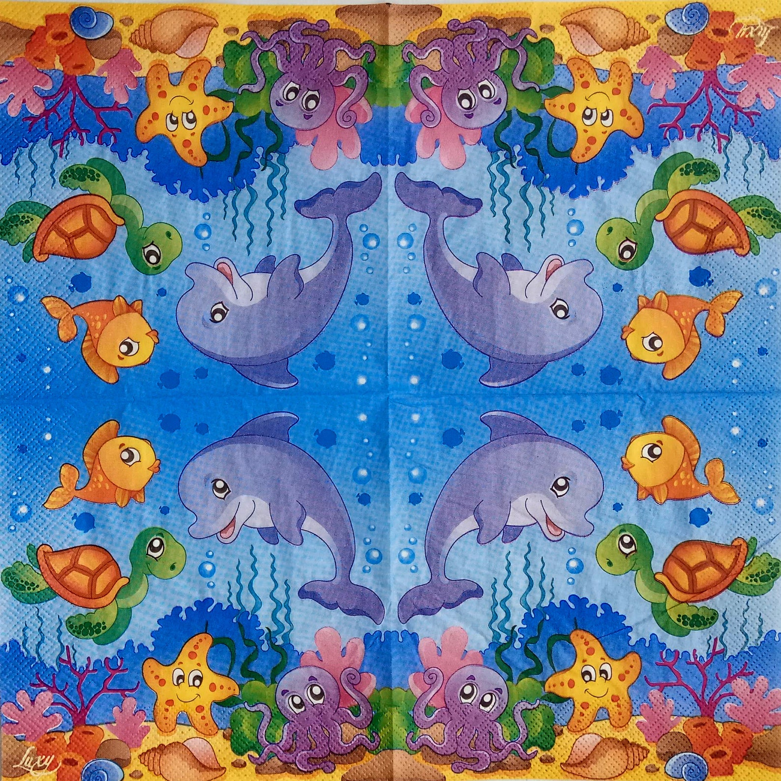 4 Undersea World Napkins Decoupage Sea Life Paper Napkins Etsy