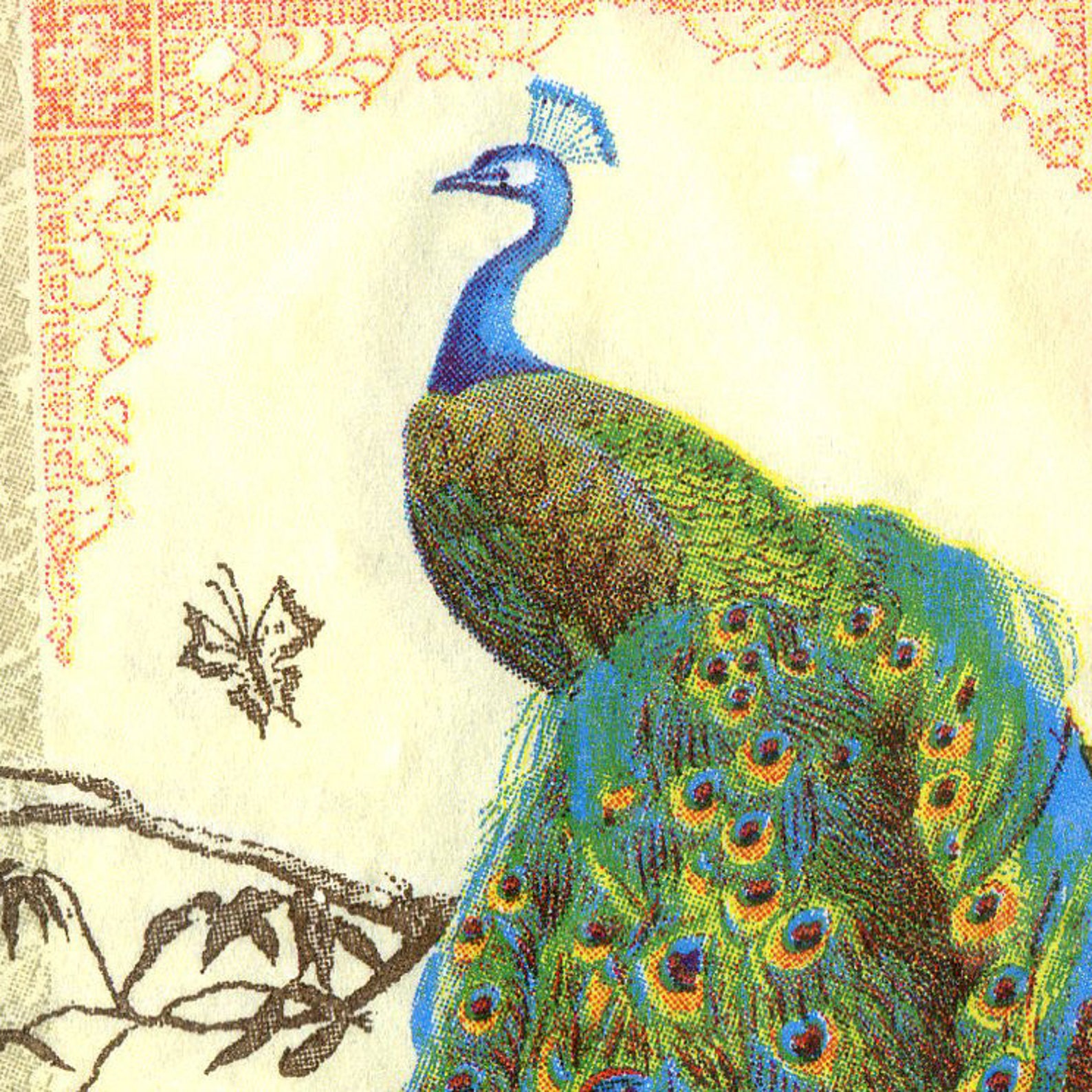 4 Peacock Napkin for Decoupage Vintage Serviettes Bird Etsy