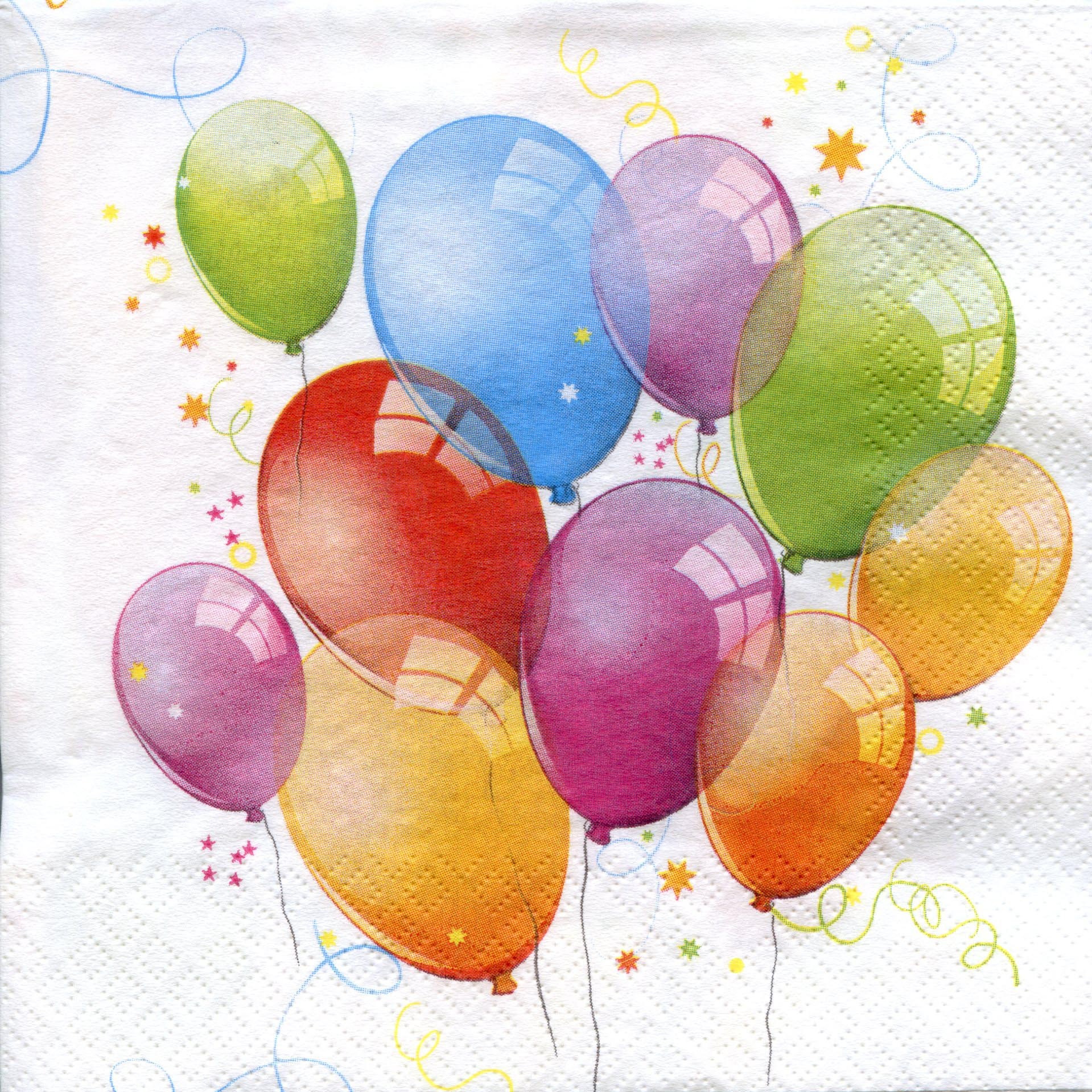 4 balloons decoupage napkins Birthday paper napkin for Etsy