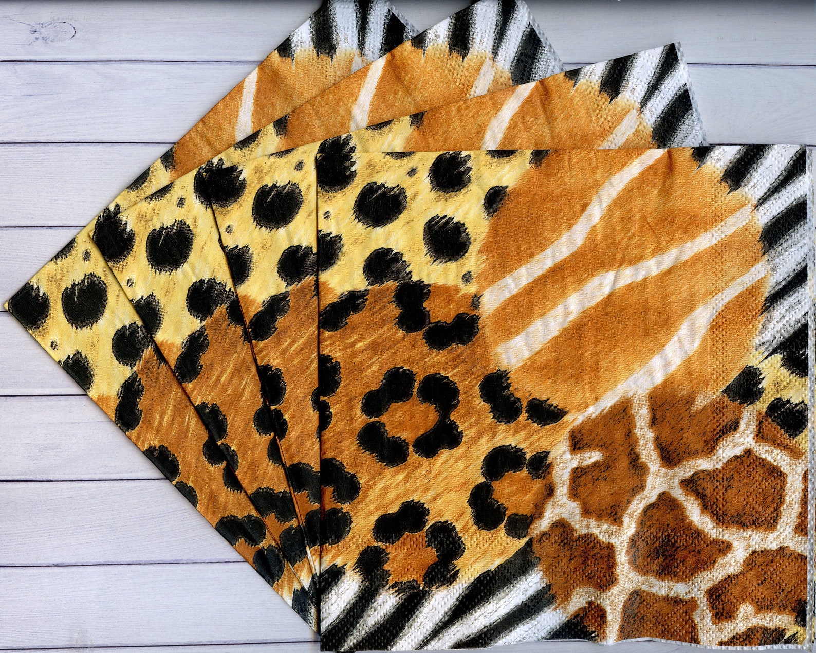 4 African decoupage napkins with wild print African paper Etsy