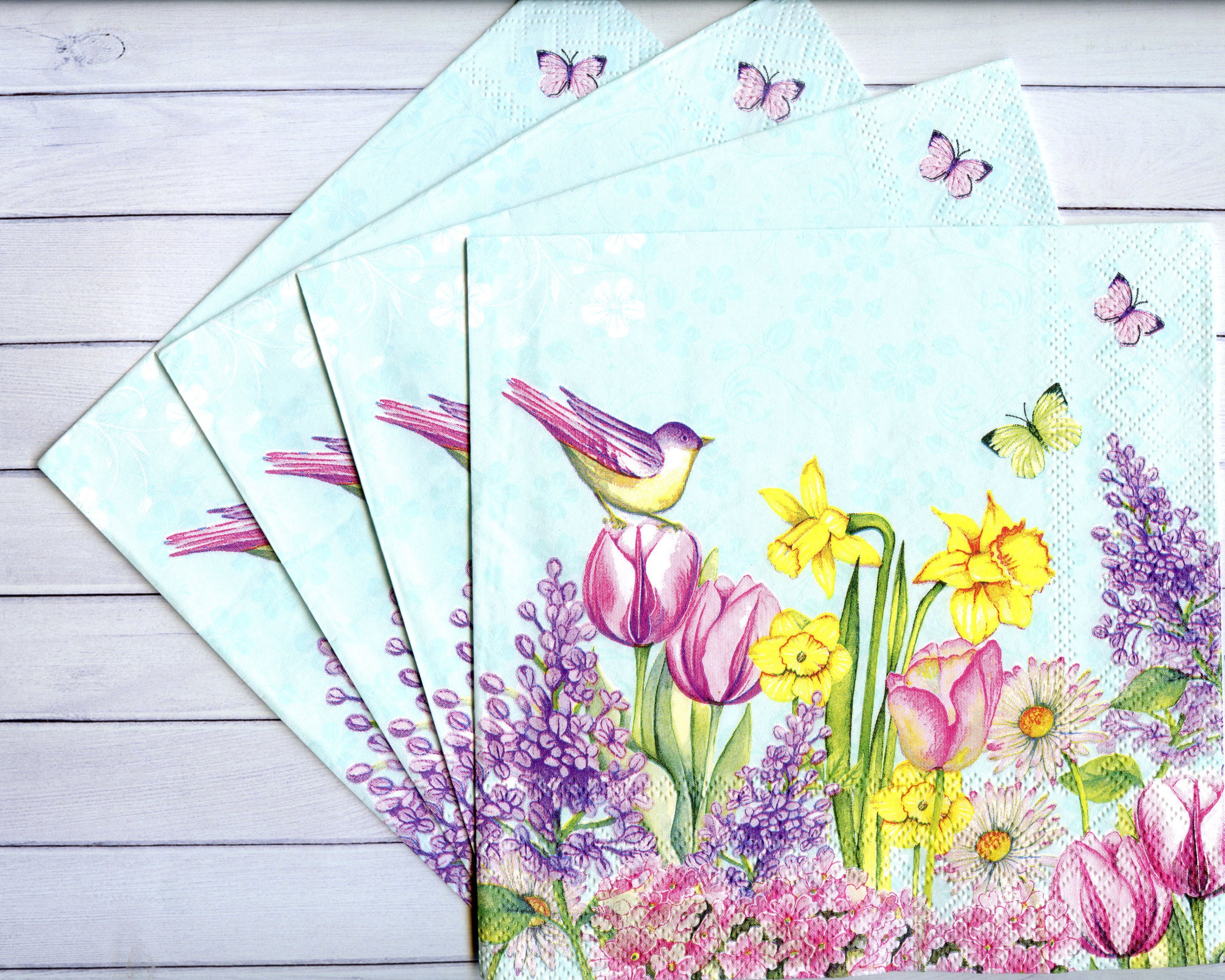 4 Spring paper napkins for decoupage Spring flowers paper Etsy