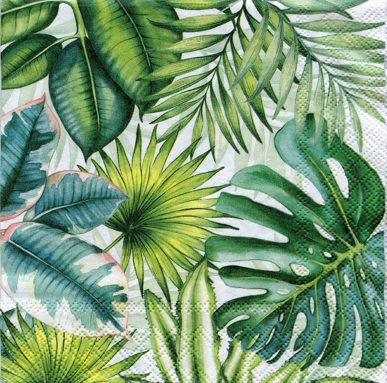 4 tropic leaves decoupage napkins Monstera leaf palm leaf Etsy