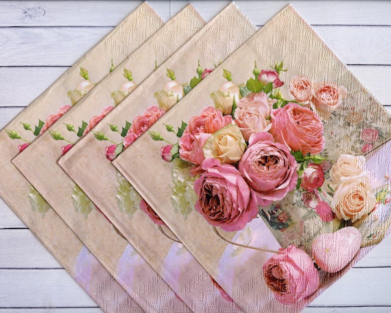 Servilletas florales vintage de 3 capas de 13 x 13 pulgadas, servilletas de  papel florales decorativas para Decoupage servilletas de flores bonitas