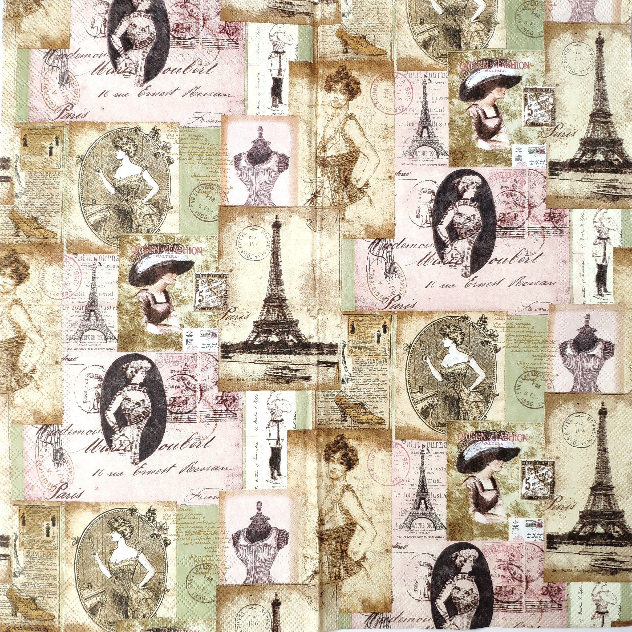 WallyE Servilletas de papel de decoupage con patrones gráficos, diseño de  jardín francés, Shabby Chic inspirado en Chintz, servilletas de cóctel para