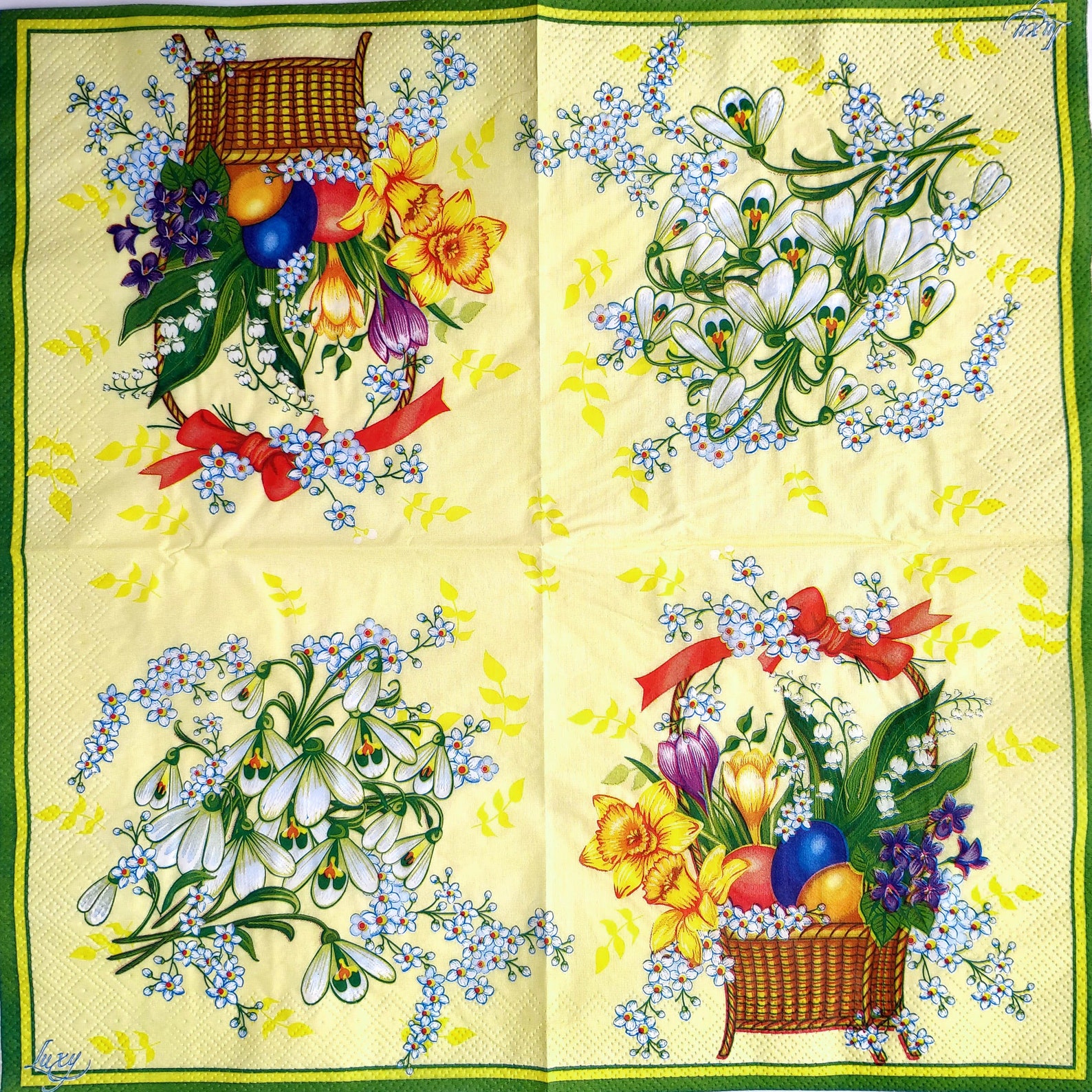 4 Easter decoupage napkins Easter basket with eggs serviettes Etsy