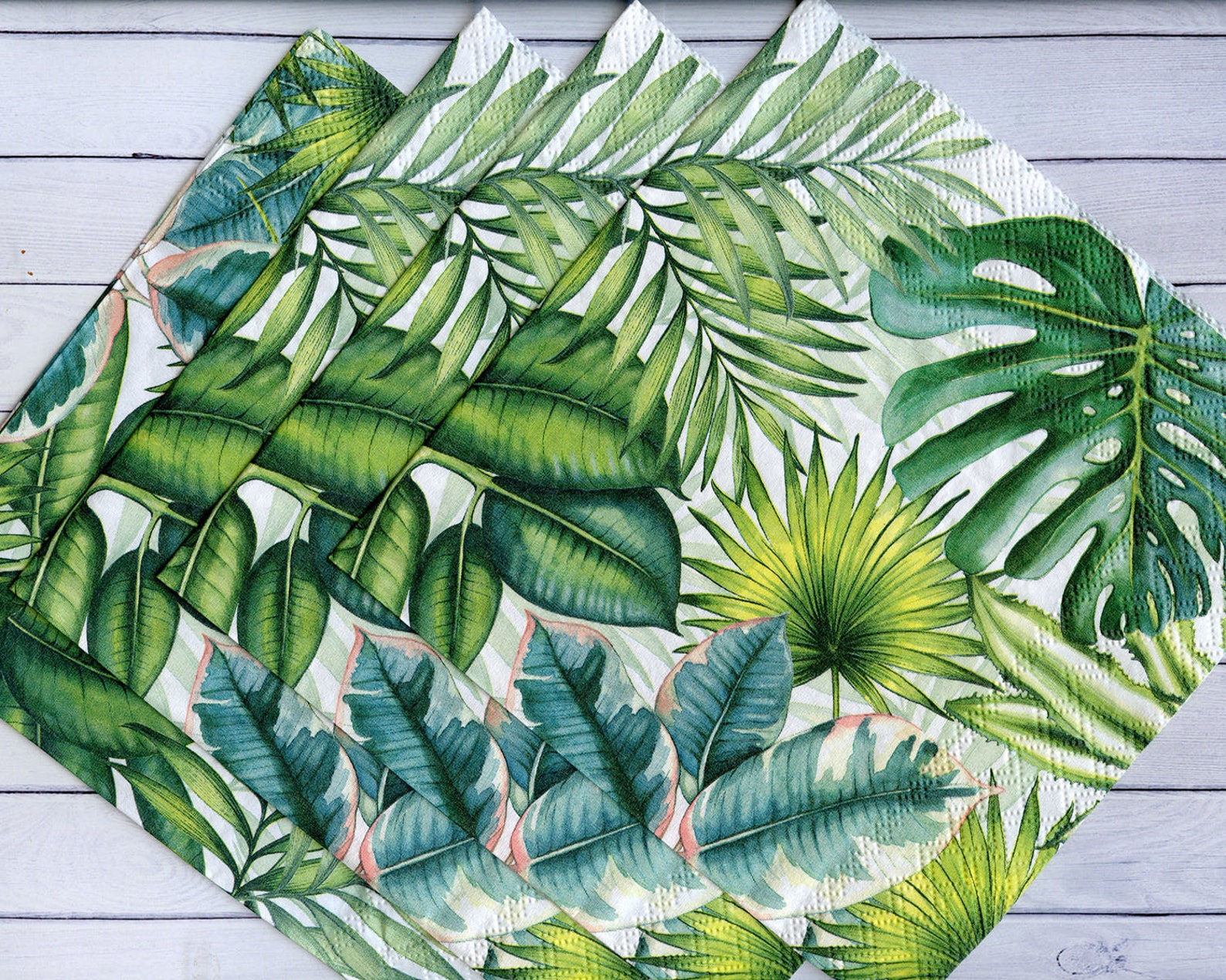 4 tropic leaves decoupage napkins Monstera leaf palm leaf Etsy