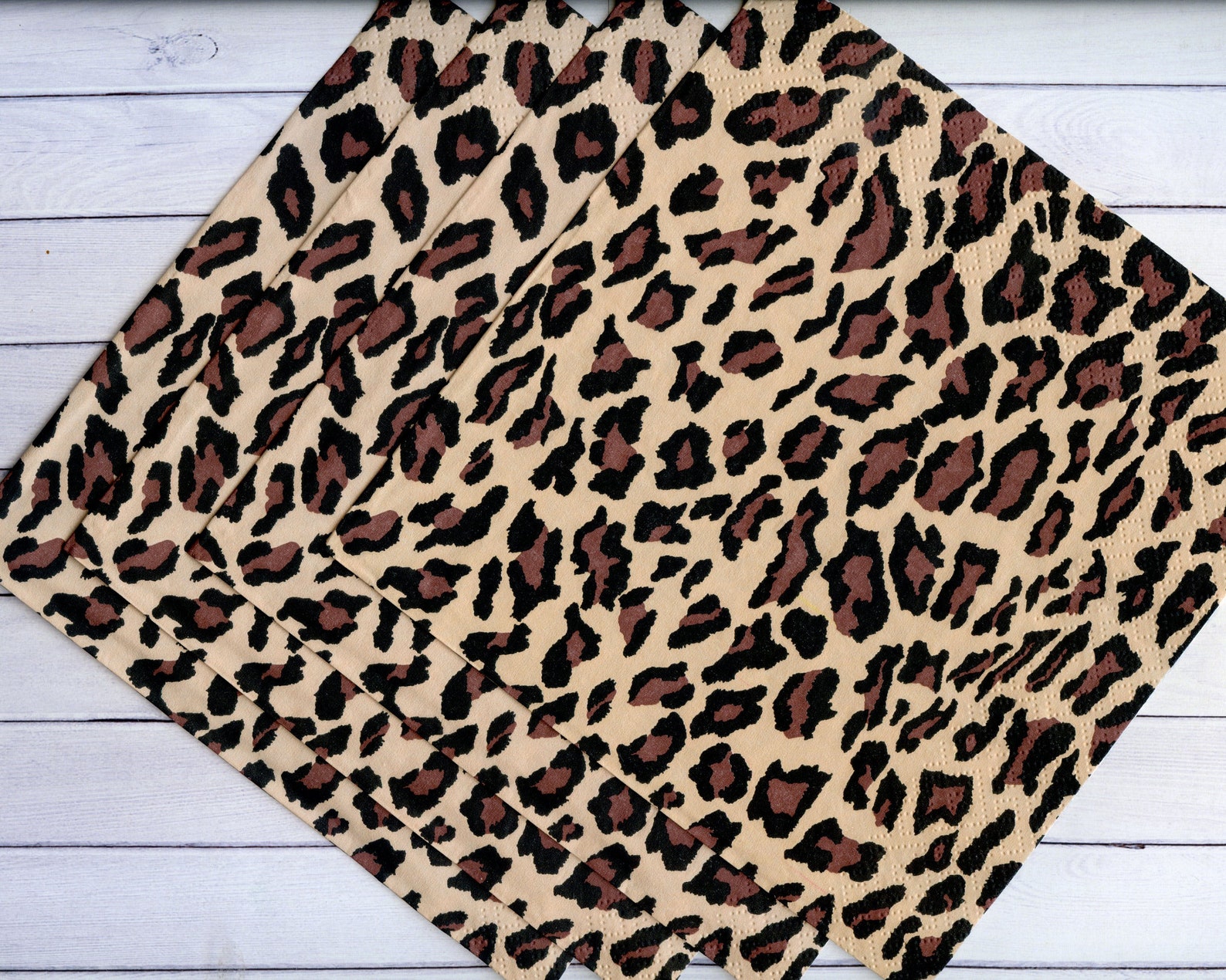 Set of 4 decoupage napkins with leopard print Animal skin Etsy