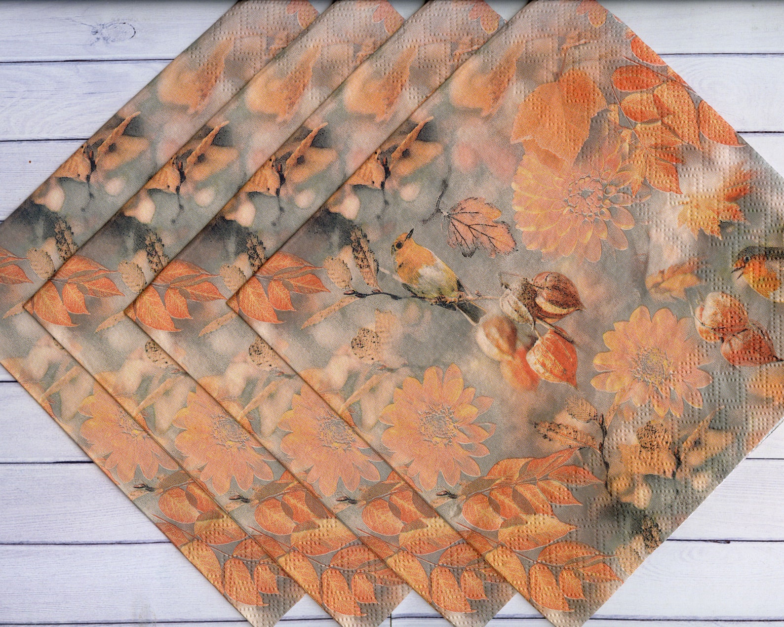 4 fall decoupage napkins Bird on brunch paper serviettes Etsy