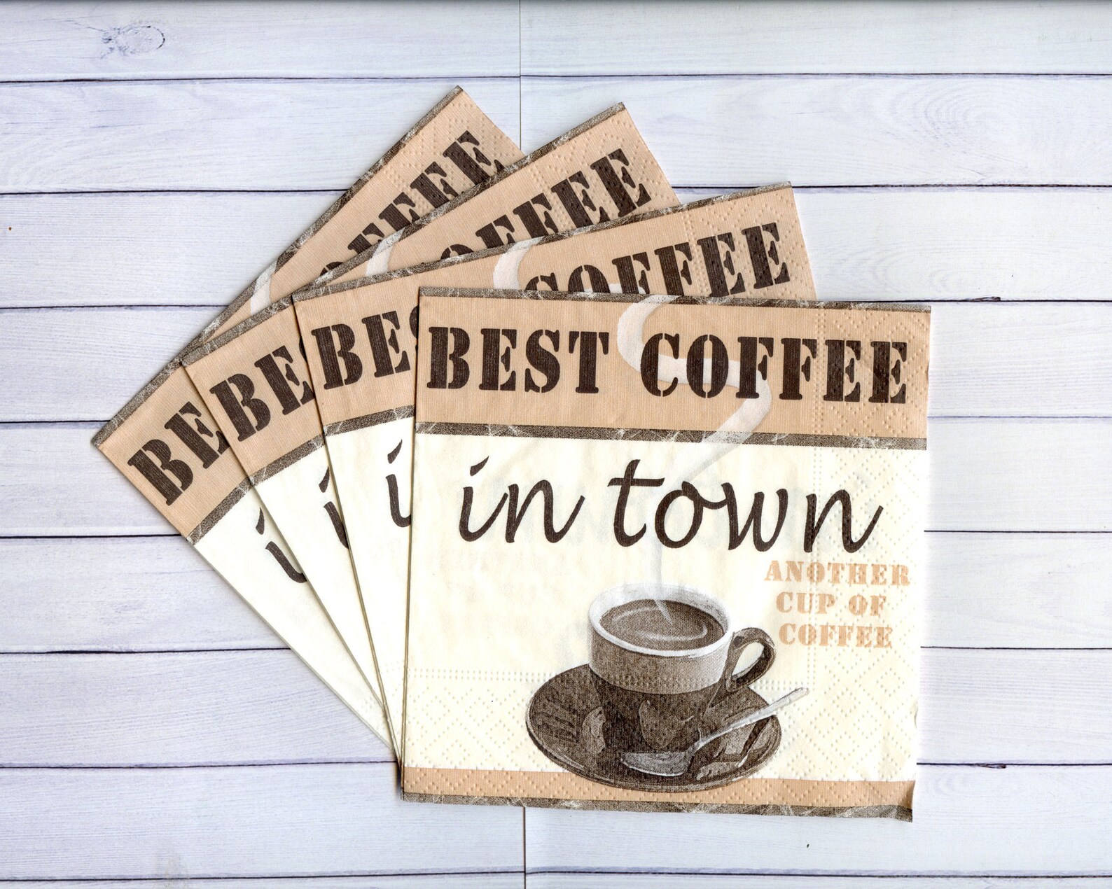 Set of 4 decoupage napkins with coffee cup Morning coffee Etsy