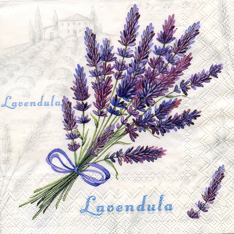 4 lavender decoupage napkins Violet flowers napkins decoupage Etsy