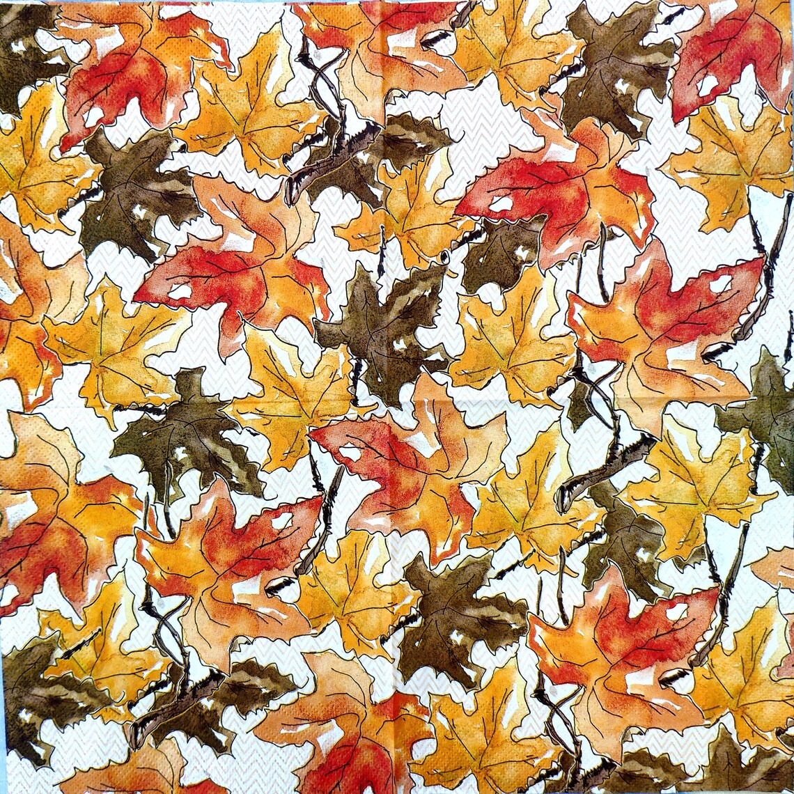 Set of 4 fall decoupage napkins Autumn leaves serviettes Fall Etsy