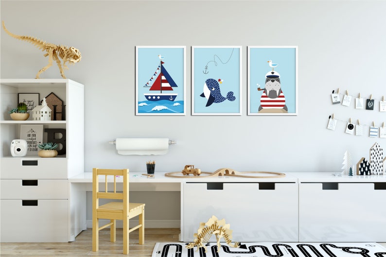 A4 / A3 Poster Kinderzimmer maritim Babyzimmer Bilder für ...