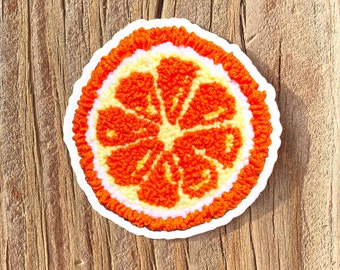 Orange Slice Sticker, Premium Vinyl Die-Cut Tufted Cool Waterproof Stickers