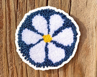 Daisy Flower Sticker, Premium Vinyl Die-Cut Tufted Cool Waterproof Stickers