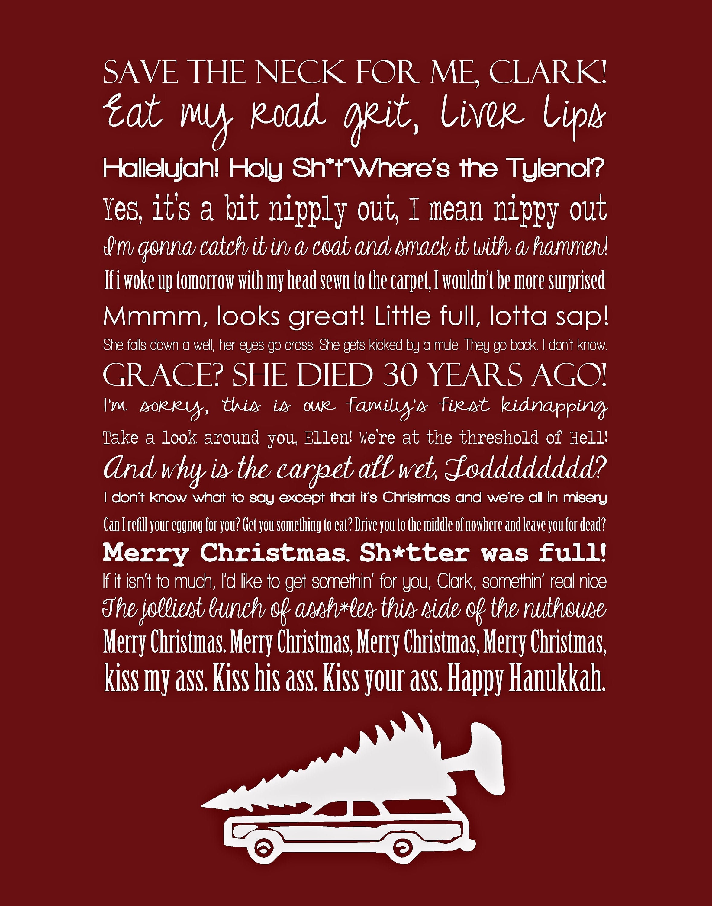 Clark Griswold Rant Quote Christmas Vacation Quotes Subway Art Print | Etsy