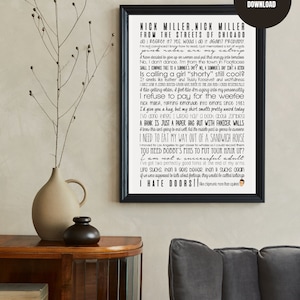 New Girl Nick Miller Quotes Subway Wall Art-White Background, Typography Digital Print