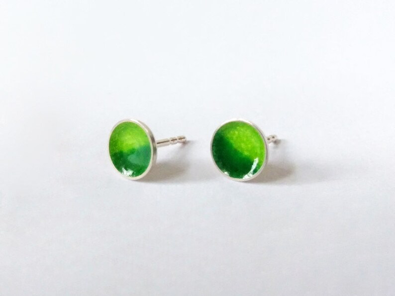 Patterned stud earrings in sterling silver and enamel