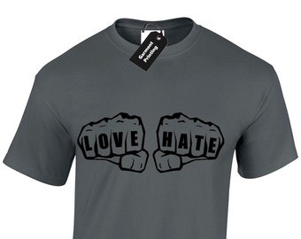 Love Hate Tattoo Mens T-shirt Unisex Cool Retro Hooligan - Etsy
