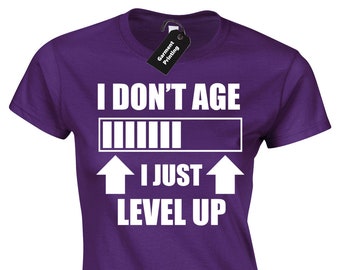 I DON/'T AGE I LEVEL UP MENS T-SHIRT FUNNY GAMER PS4 GAMING XBOX GIFT PRESENT