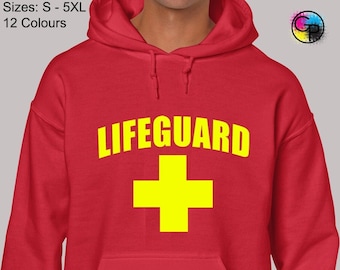 VTG Lifeguard Sweatshirt Hoodie Santa Cruz CA Red M 1214 Teen Girls Unisex