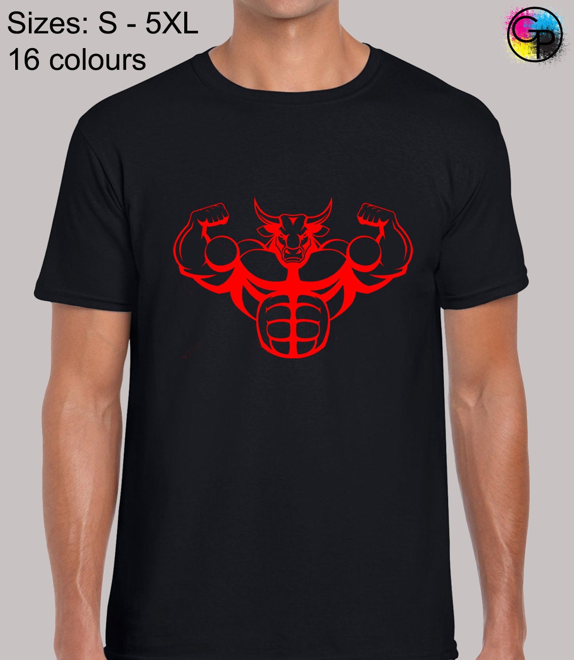 Image of Bodybuilding Bull Mens T Shirt Unisex Funny Gym Fitness Weights Exercise Crossfit Workout Lift Rock Design Training Top Cool Present Gift