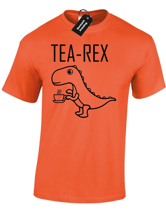 Tea Rex Jurassic Park Inspired Funny Unisex Men's Comedy Black T-Shirt