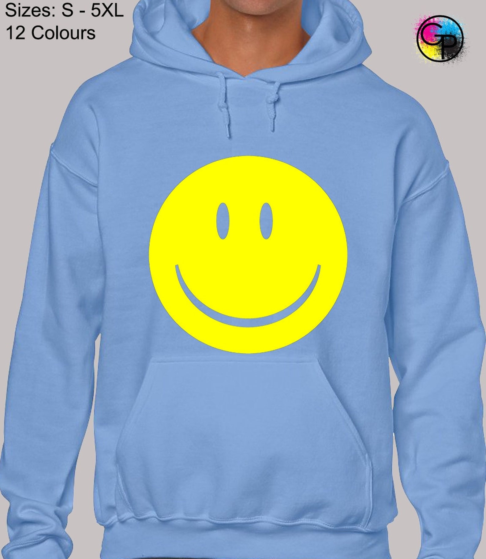 Smiley Face Hoodie Hoody Unisex Funny Happy Joke Novelty Retro Etsy.de