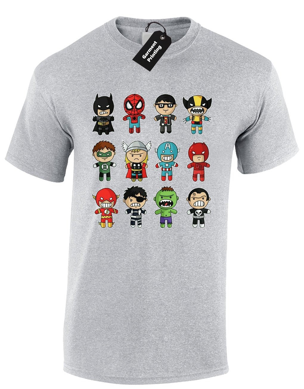 Image of Baby Superhero Mens T Shirt Unisex Stark Avenger Thor Hulk Bat Super League Comic Movie Dc Groot End Game Justice Flash Man Present Gift