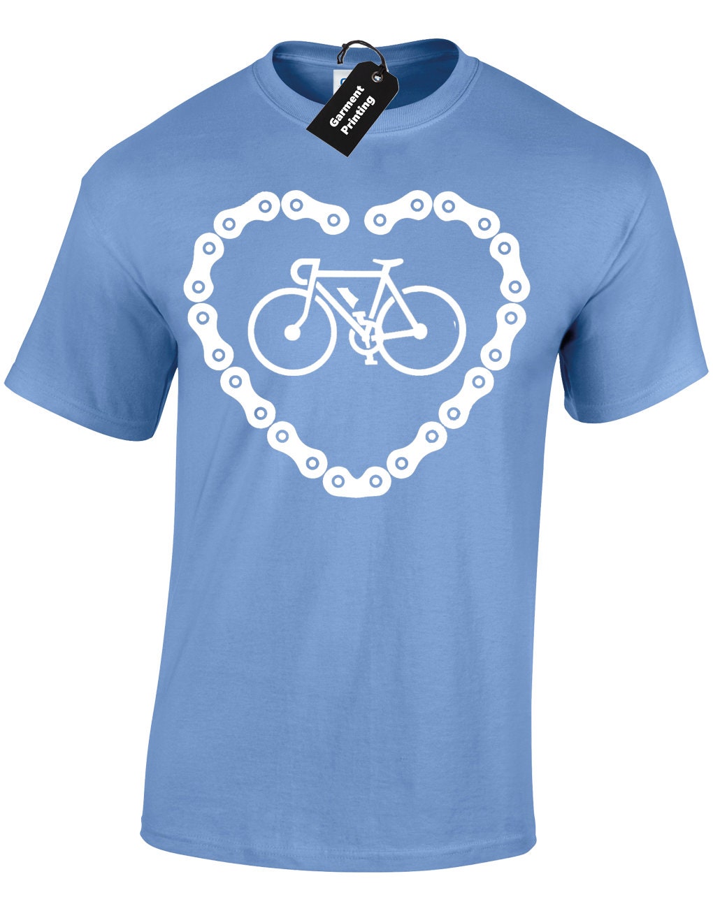 Image of Bike Chain Heart Mens T Shirt Unisex Cyclist Cycling Riding Biker Fan Gift Present Idea Road Mountain Velodrome Love