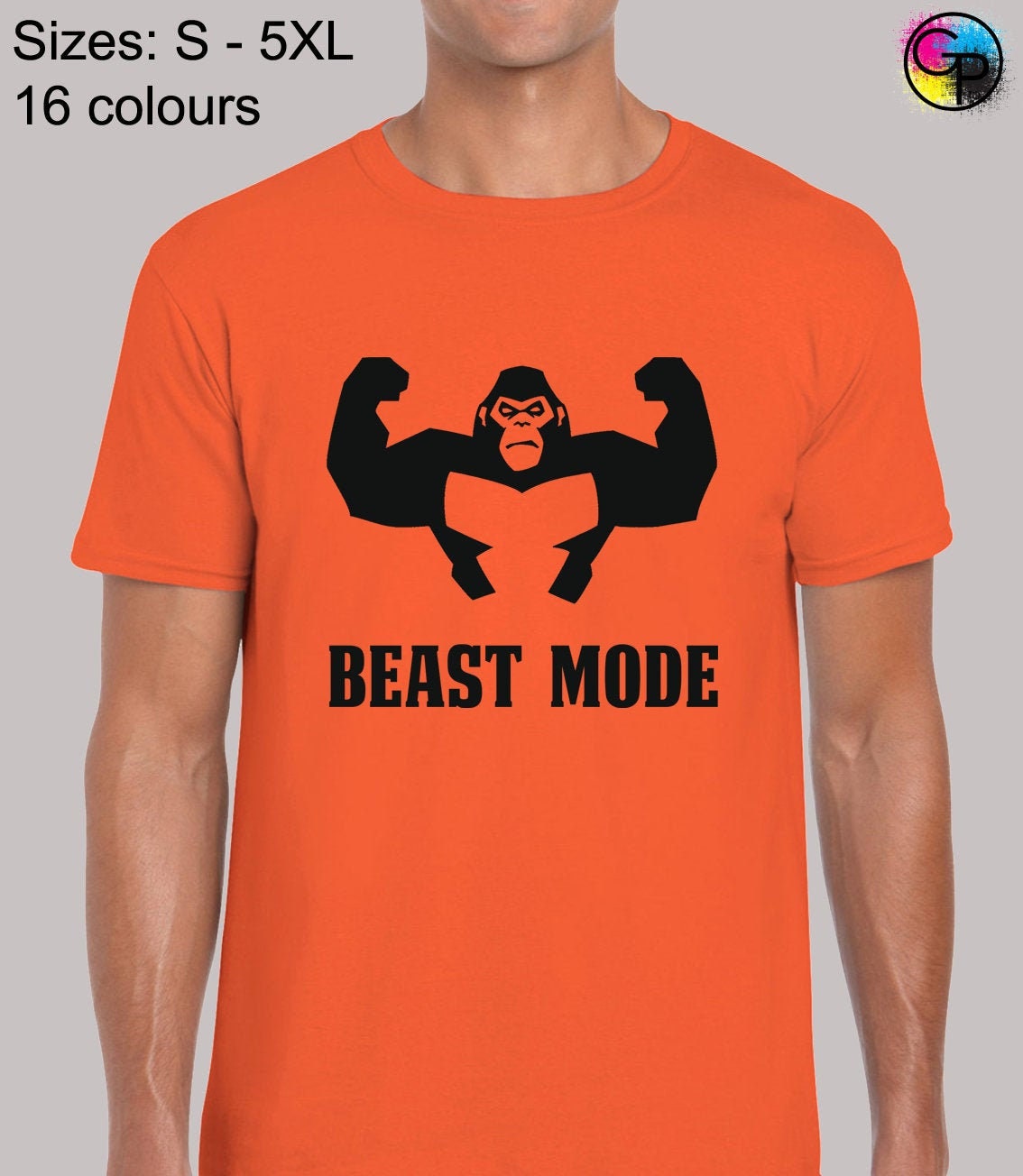Image of Beast Mode Gorilla Mens T Shirt Unisex Gym Fitness Weights Exercise Crossfit Workout Lift Bodybuilding Design Training Top Present Gift