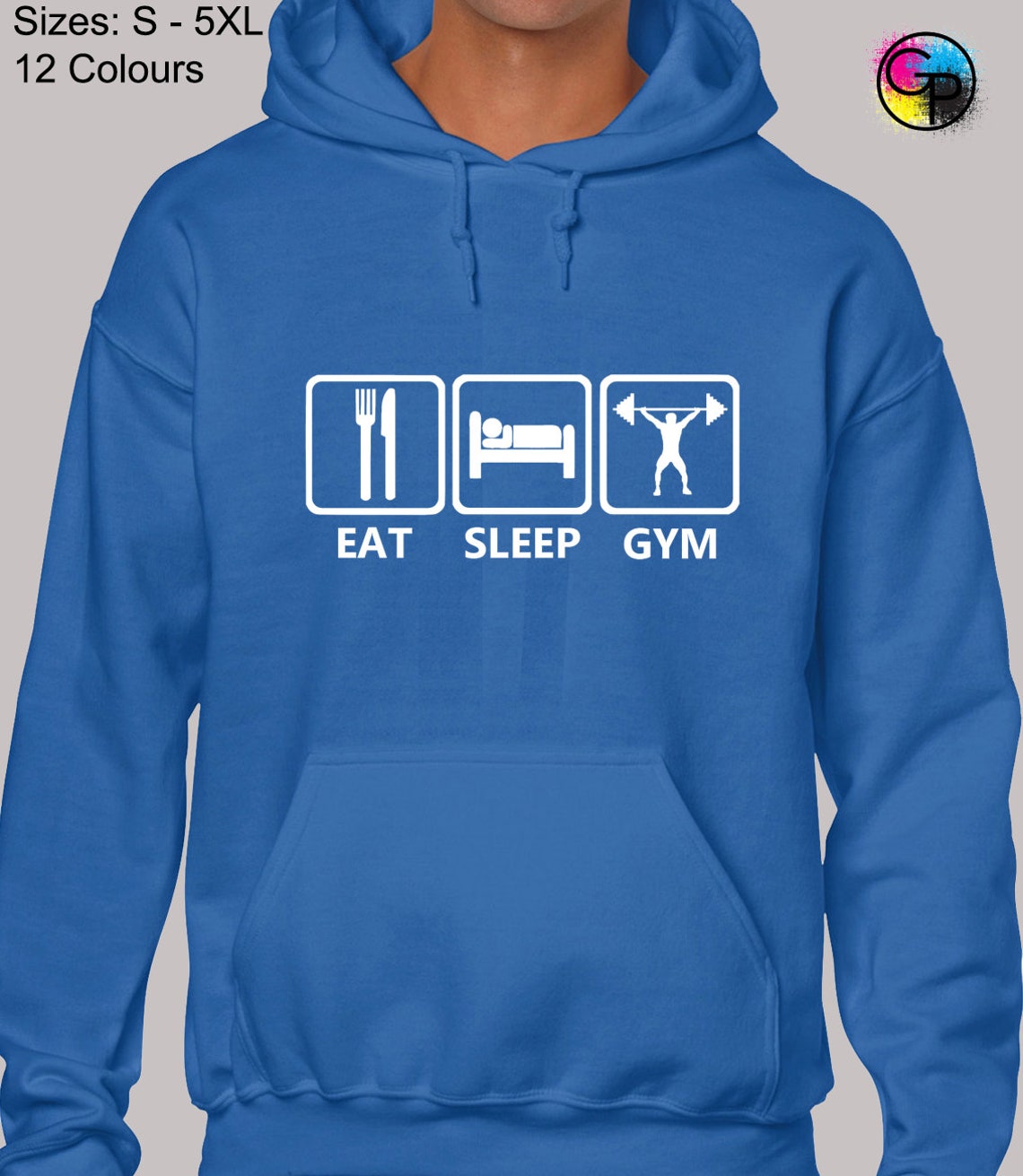 Eat Sleep Gym Hoodie Hoody Unisex Funny Workout Bodybuilding Etsy