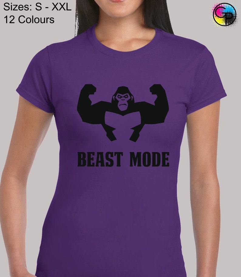 Beast Mode Gorilla Ladies T Shirt Womens Gym Fitness Weights - Etsy
