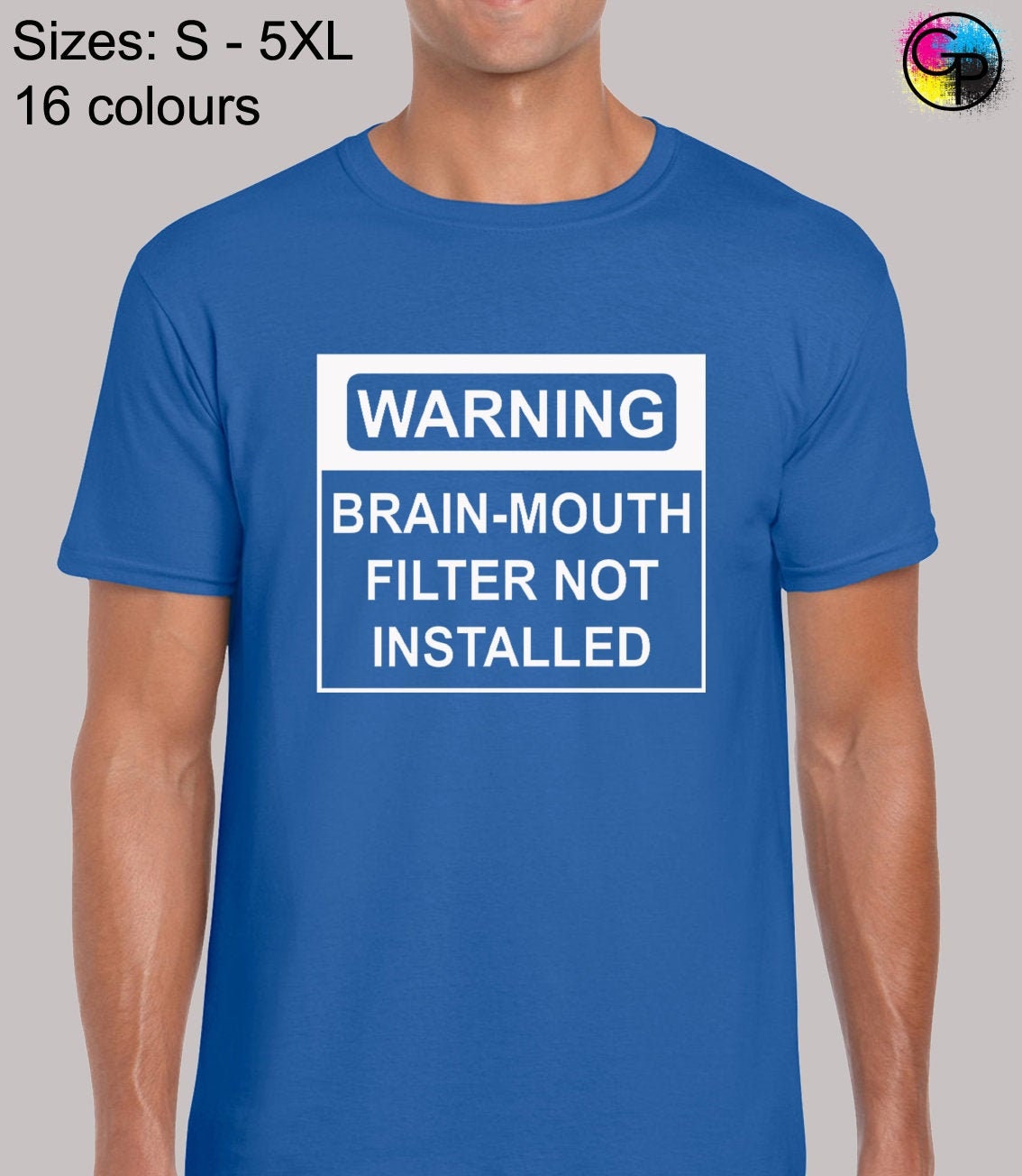 Warning Brain Mouth Filter Mens T Shirt Unisex Funny Joke Etsy