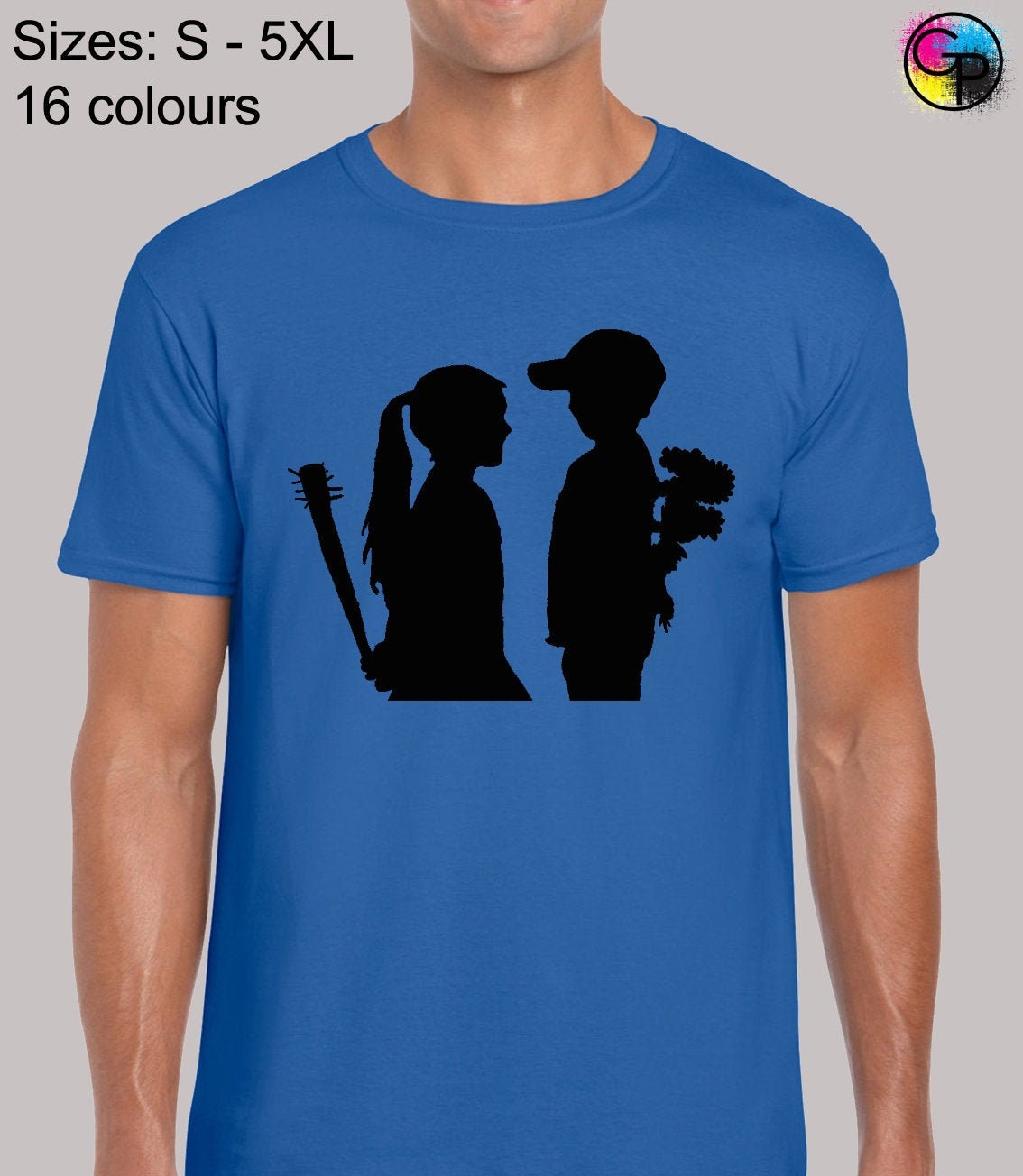 Image of Banksy Couple Silhouette Mens T Shirt Unisex Funny Joke Street Art Graffiti Urban Dope Artist Fan Hipster Retro Cool Gift Top