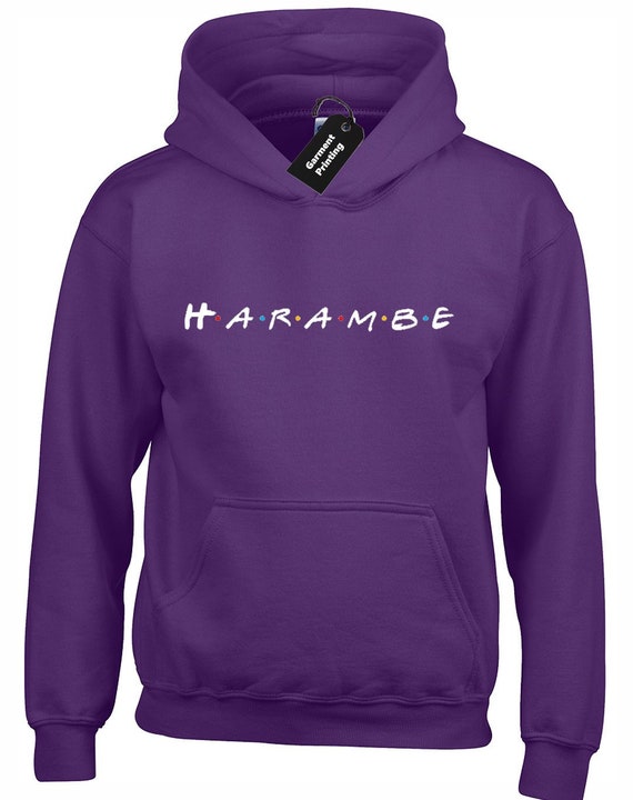 HARAMBE FRIENDS INSPIRED HOODY HOODIE FUNNY RIP GORILLA MONKEY APE PARODY NEW