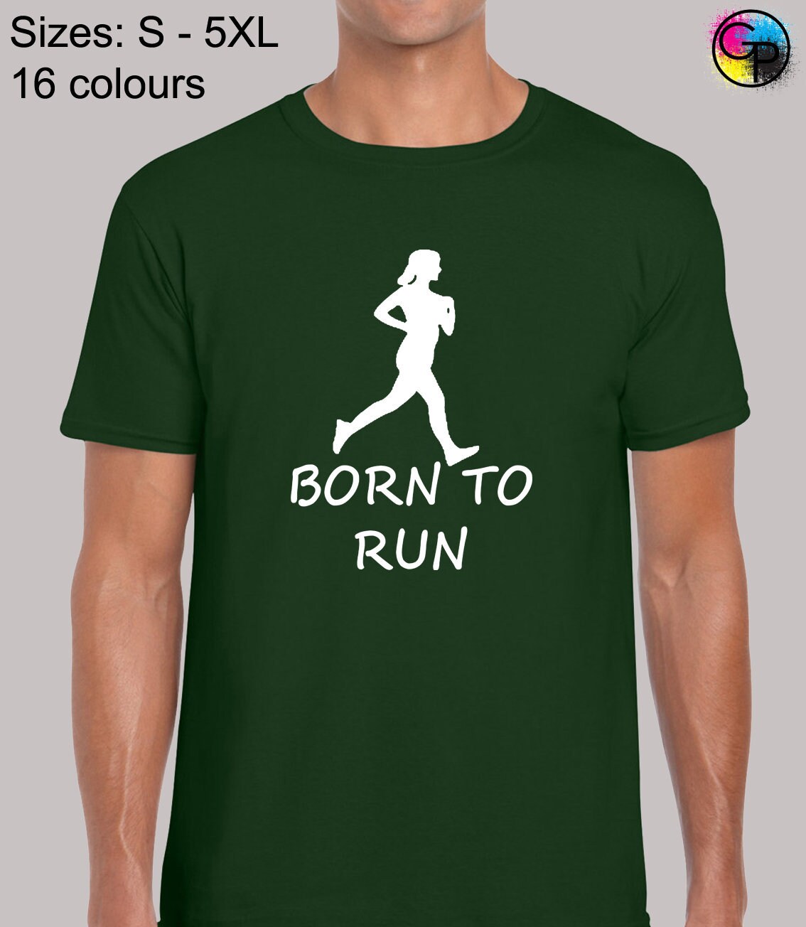 Image of Born To Run Mens T Shirt Unisex Funny Fitness Running Training Exercise Runner Gym Workout Jog Jogging Track Trail Treadmill Present Gift