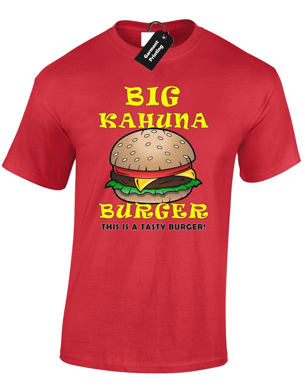 Image of Big Kahuna Burger Mens T Shirt Unisex Pulp Movie Inspired Cool Film Cult Classic Fiction Gimp Tarantino 90's Jules Retro Present Gift