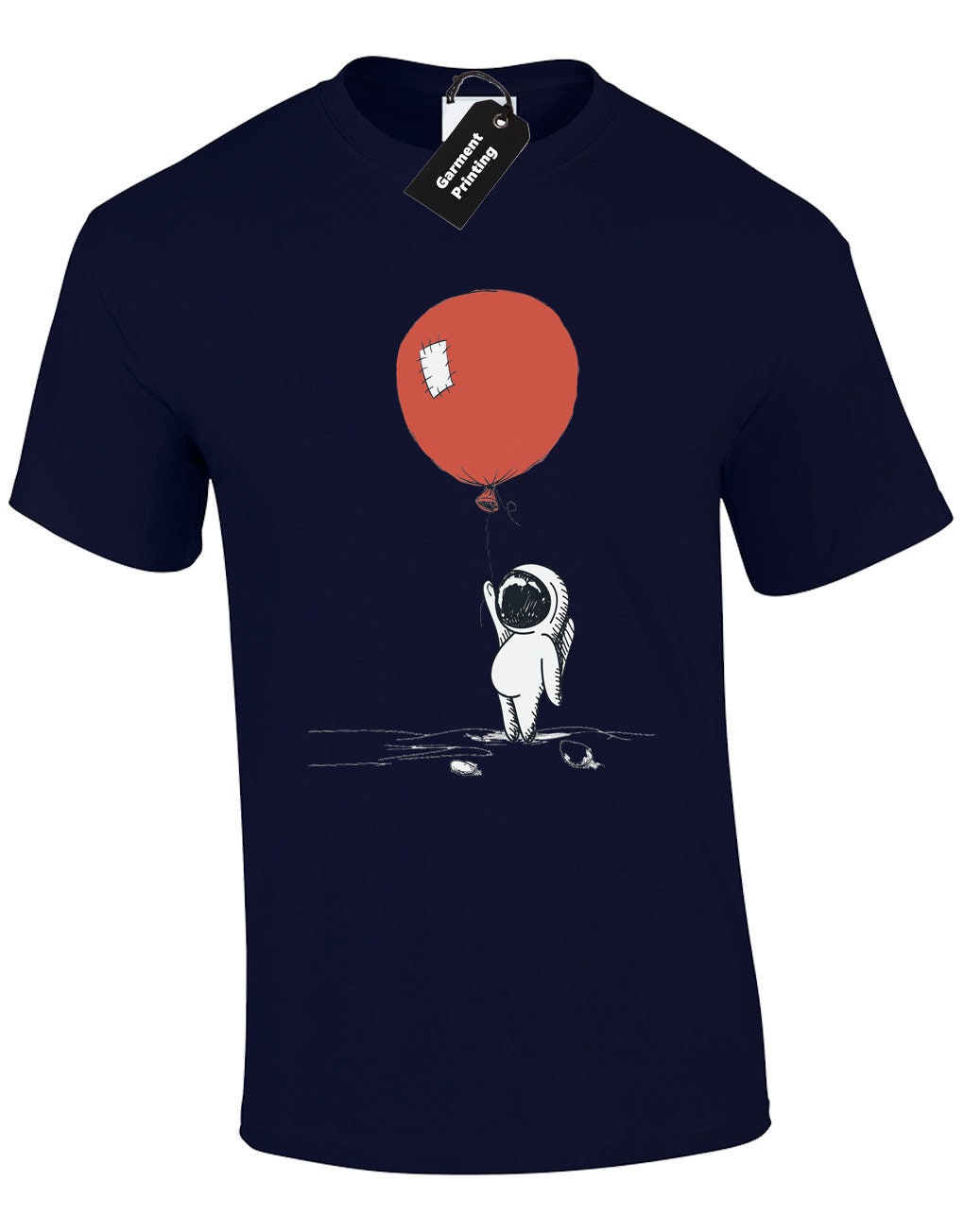 Image of Astronaut Balloon Mens T-Shirt Unisex Retro Banksy Graffiti Art Street Artist Spaceman Urban Design Nasa Fashion Alien Present Gift