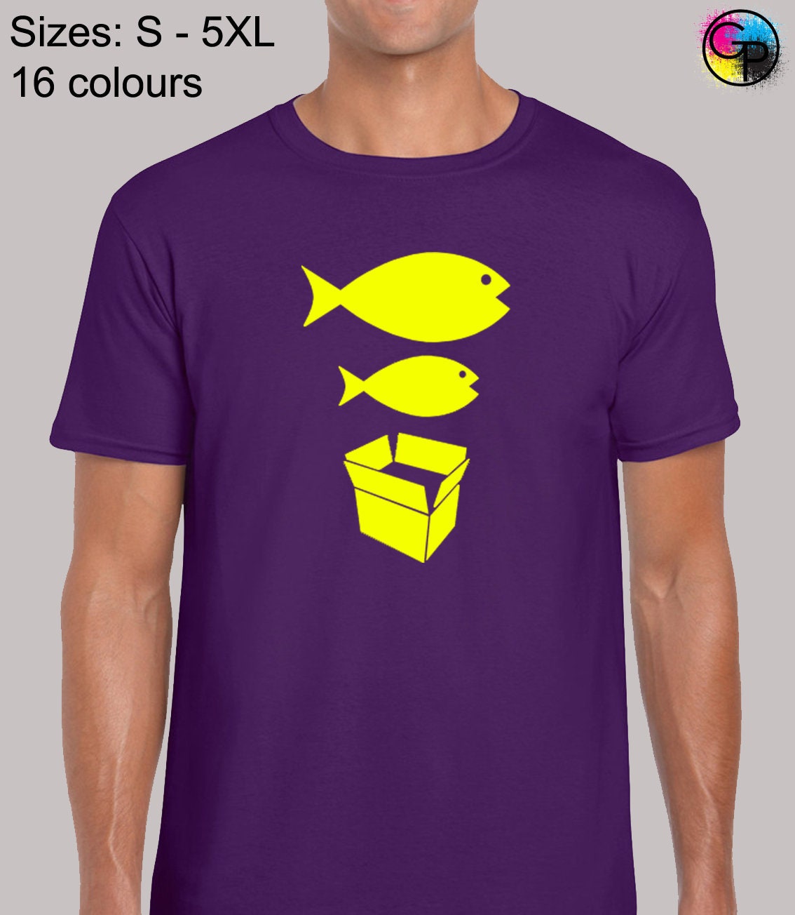 Image of Big Fish Little Mens T Shirt Unisex Funny Dance Dj Acid House Rave Hacienda Trance Music Retro Novelty Cool 90's Present Gift