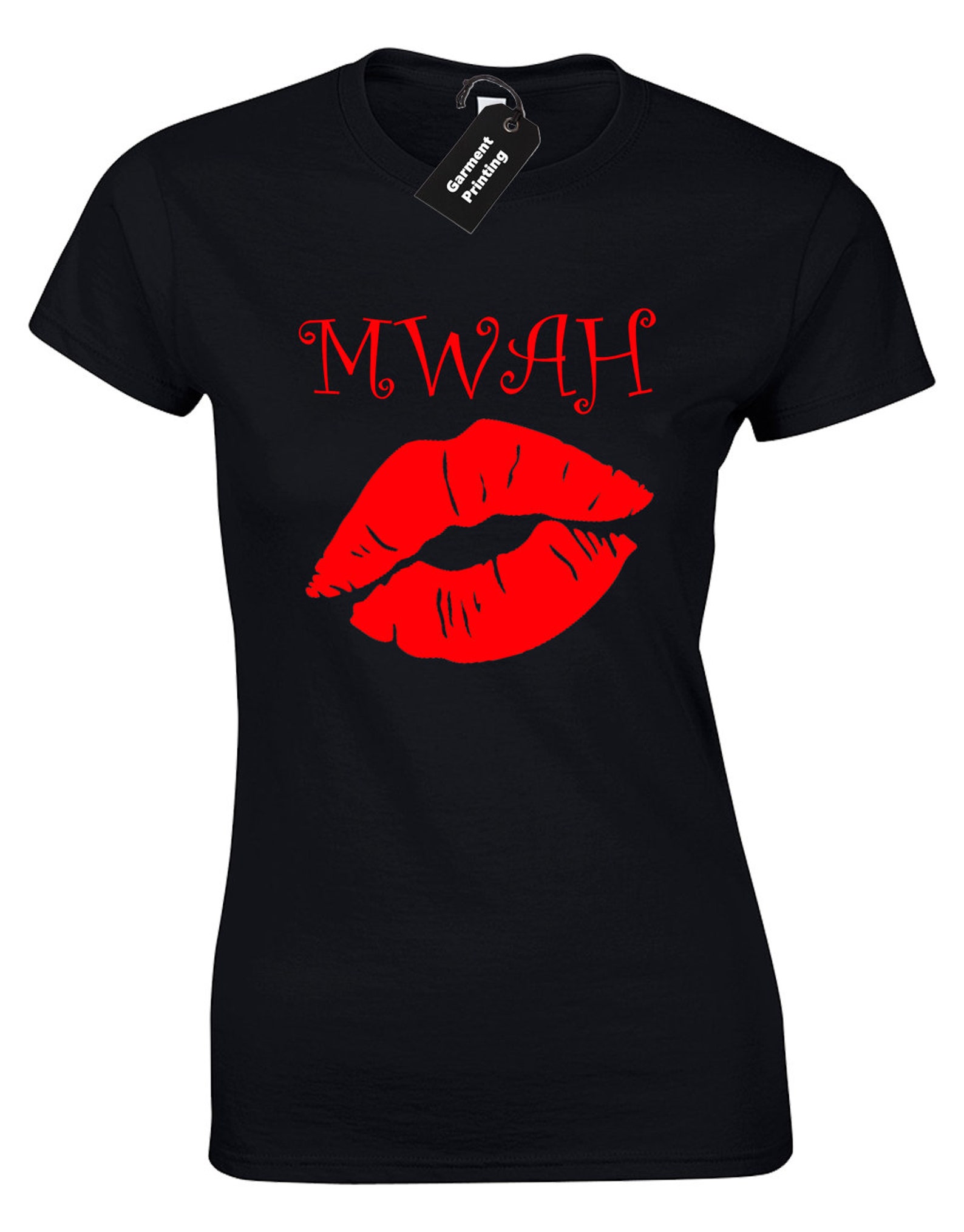 Mwah Ladies T Shirt Womens Kiss Kisses Lips Lipstick Love Hugs | Etsy