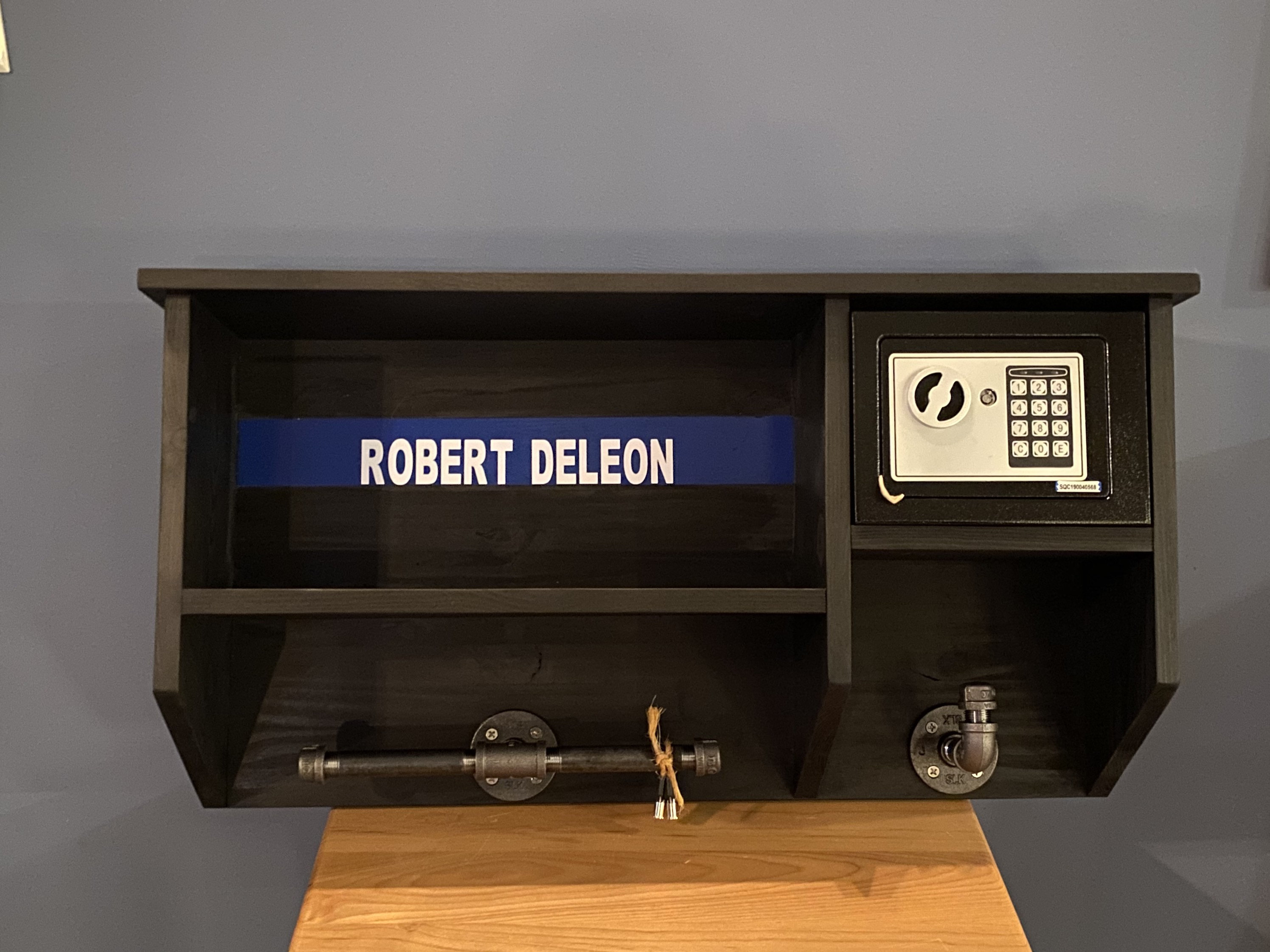 Black With Blue Line Wall Rack - Etsy