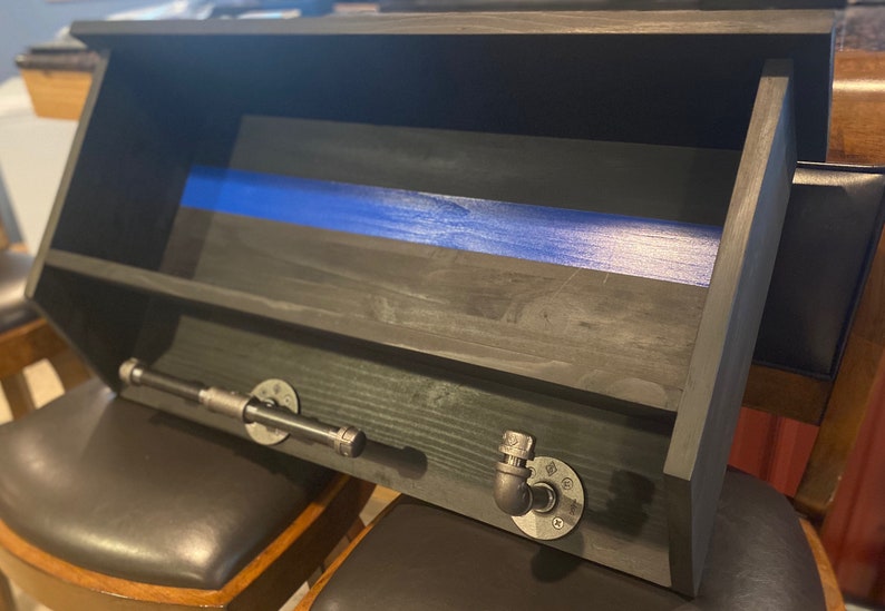 Black With Blue Line Wall Rack | Etsy