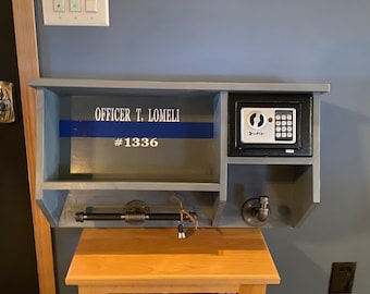 Grey With Blue Line Wall Rack