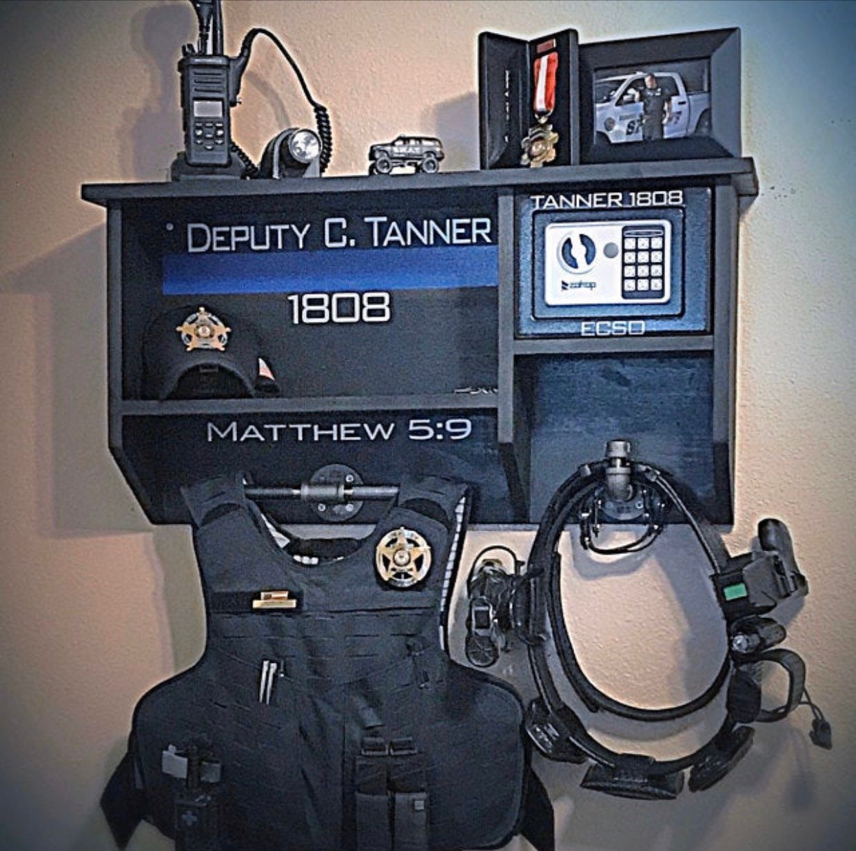 Black With Blue Line Wall Rack - Etsy